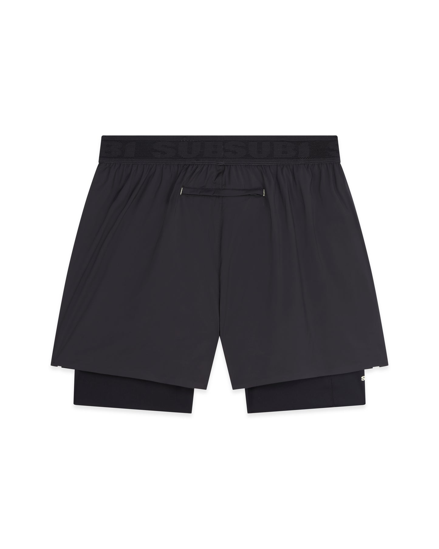 SUBI Black 4" Lined Running Shorts, Breathable, Fast drying, Zip Back Pocket, Back View