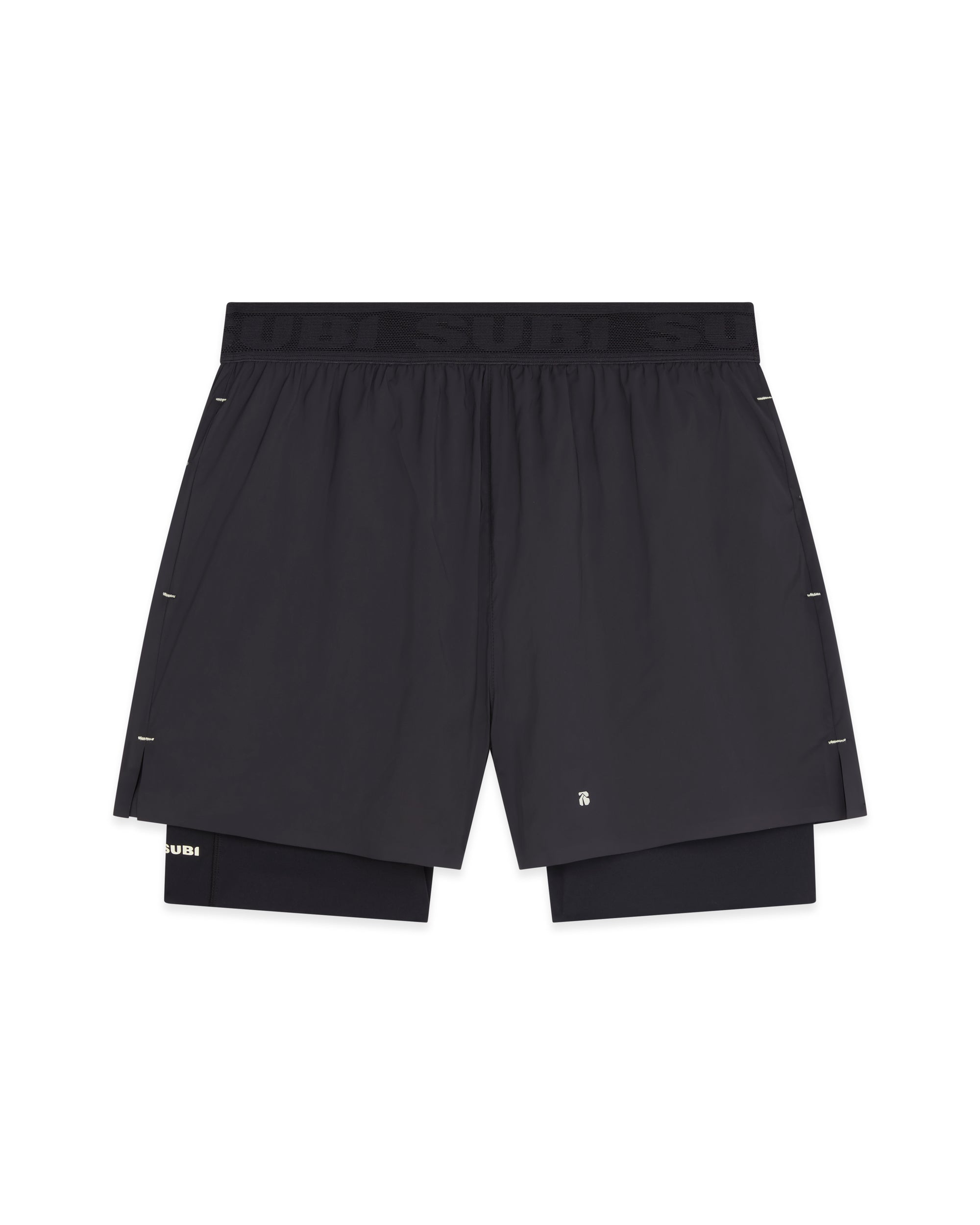 SUBI Black 4" Lined Running Shorts, Breathable, Fast drying, Zip Back Pocket, Front View