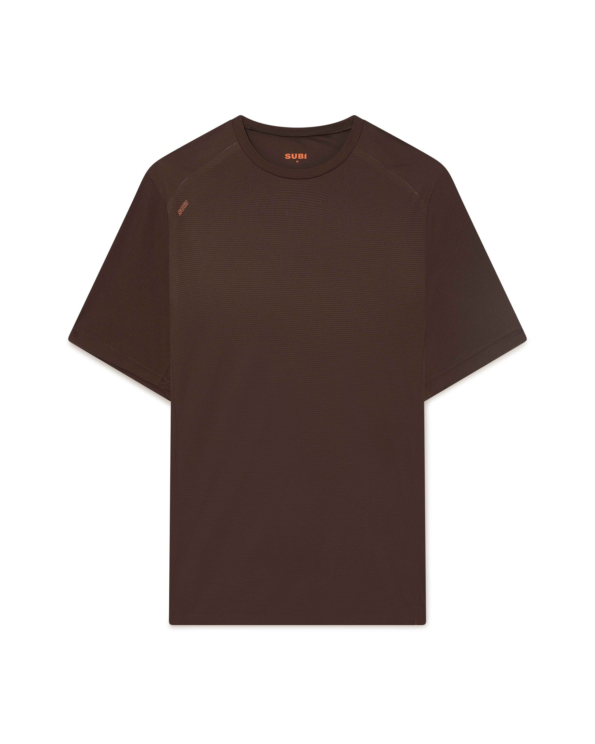 Unisex Performance Running T-Shirt, Brown, lightweight and breathable, front view
