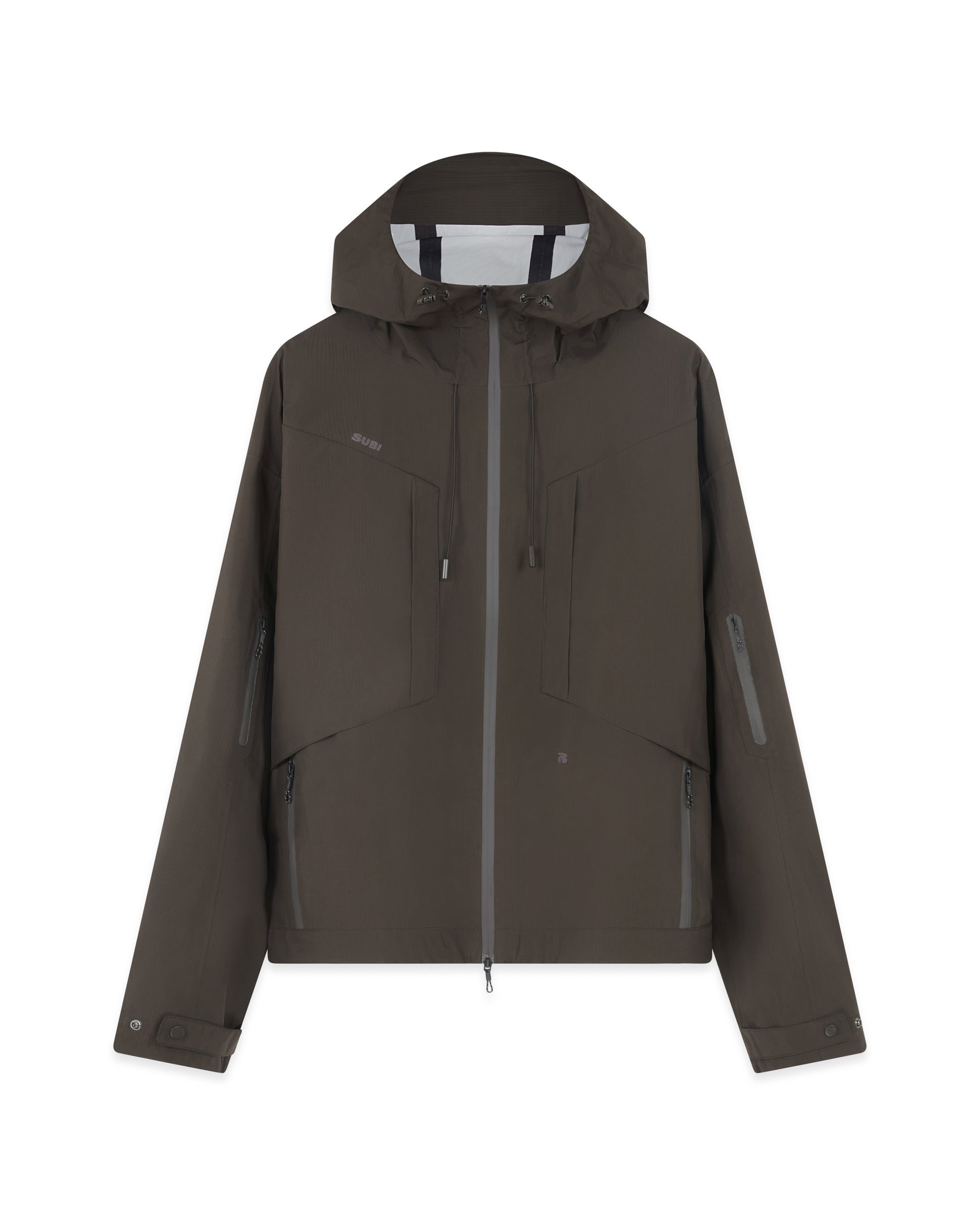 SUBI Brown Running Waterproof Jacket, Breathable, Windproof, Durable, Front View