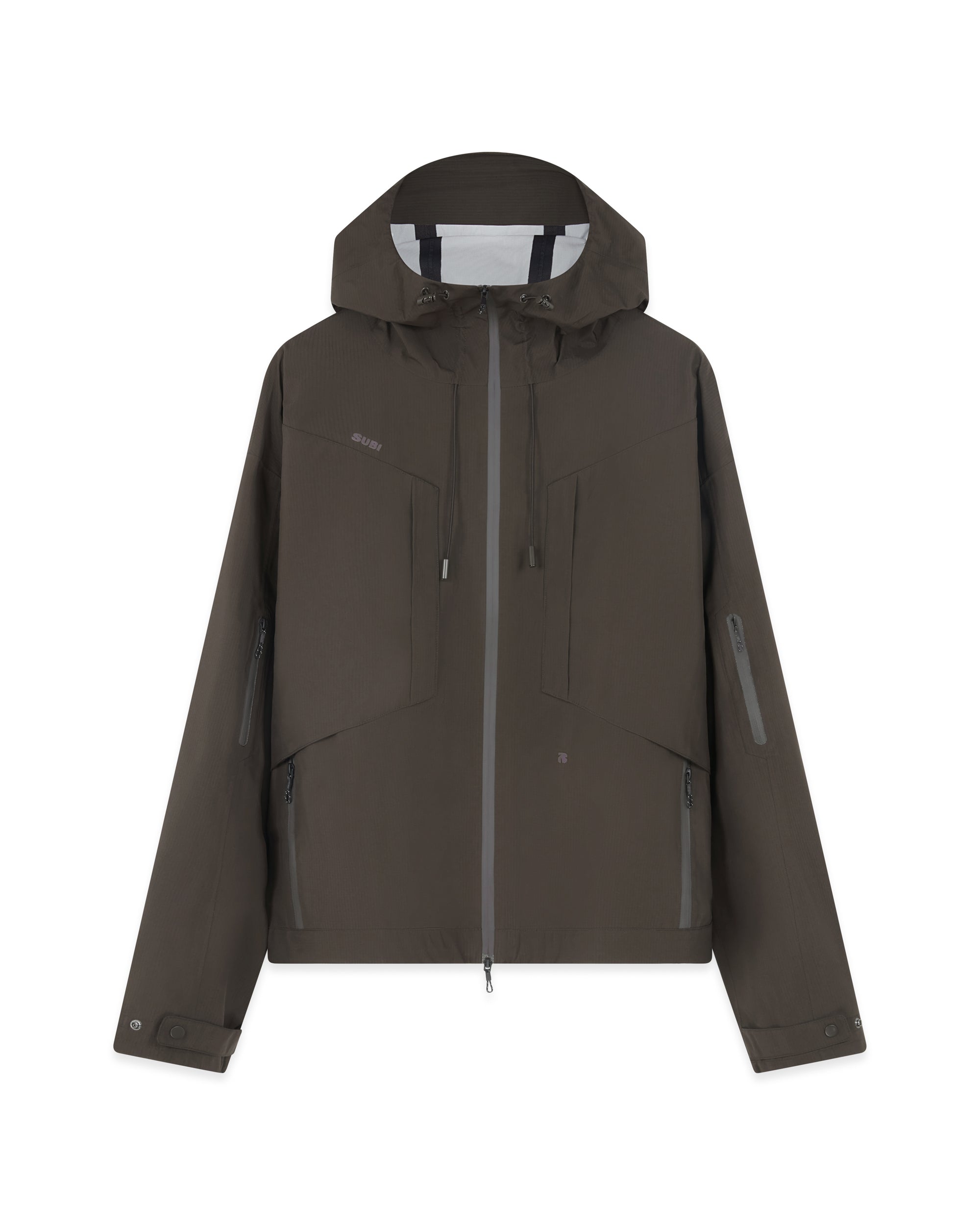 SUBI Brown Running Waterproof Jacket, Breathable, Windproof, Durable, Front View