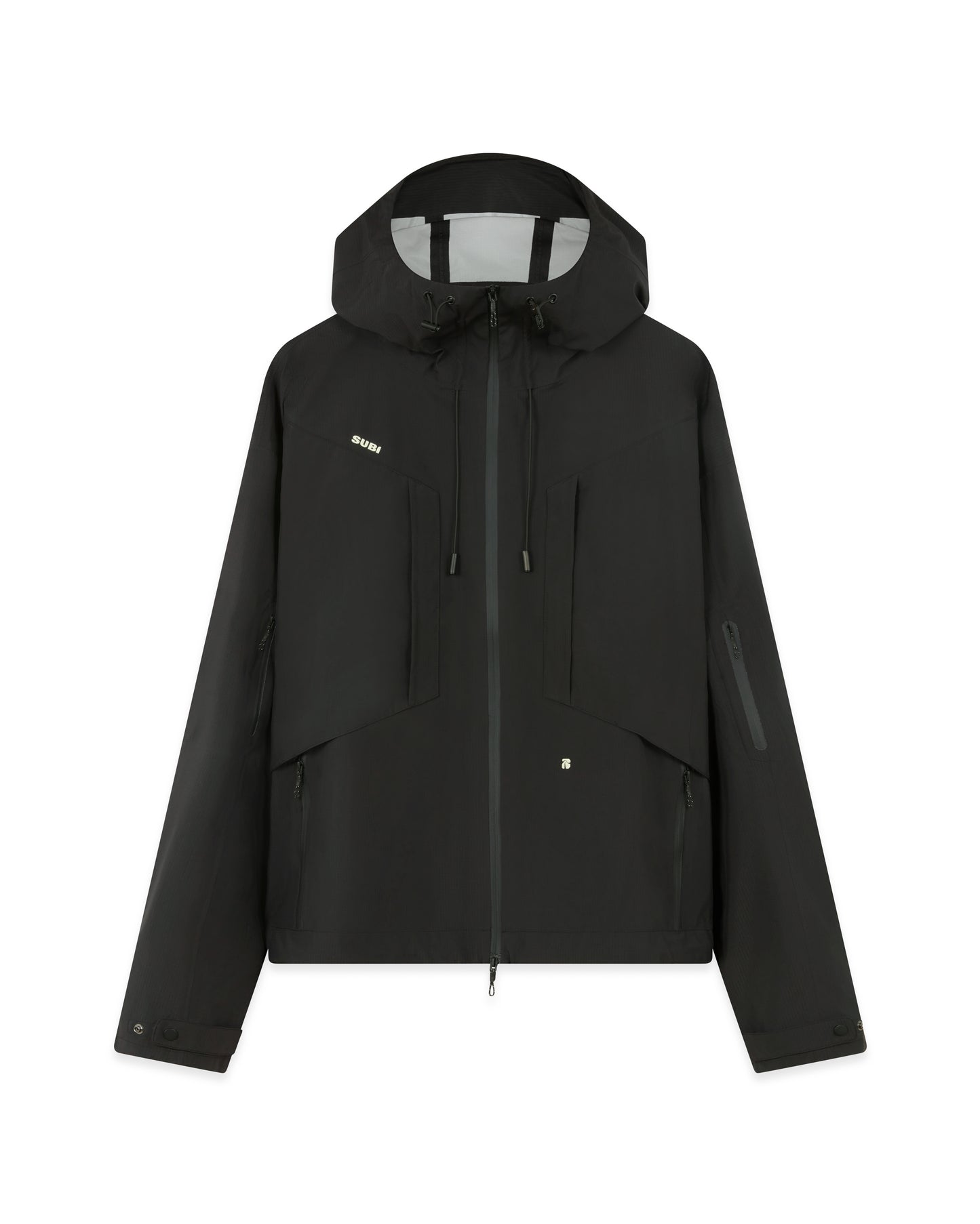 SUBI Black Running Waterproof Jacket, Breathable, Windproof, Durable, Front View