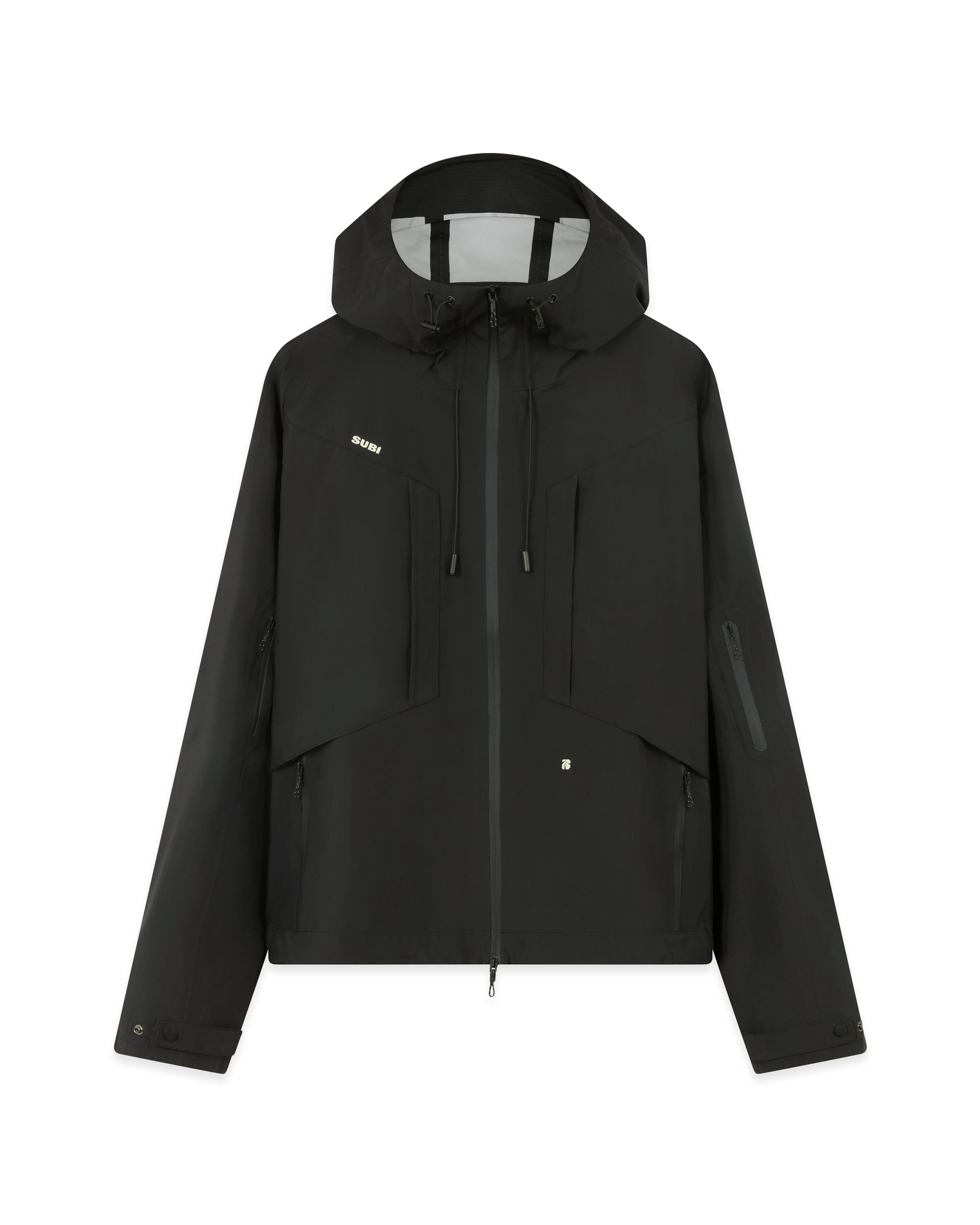SUBI Black Running Waterproof Jacket, Breathable, Windproof, Durable, Front View