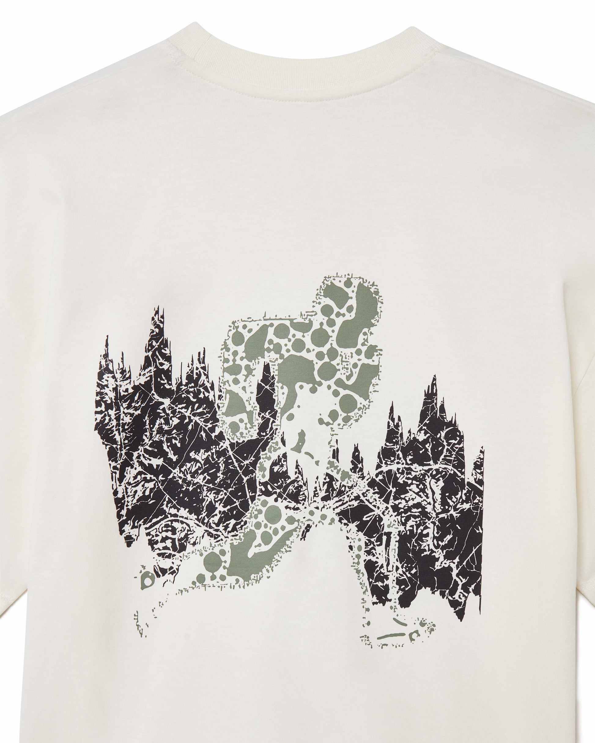 Illustration Details of Off White cotton t-shirt, relaxed fit, extended sleeves, boxy fit