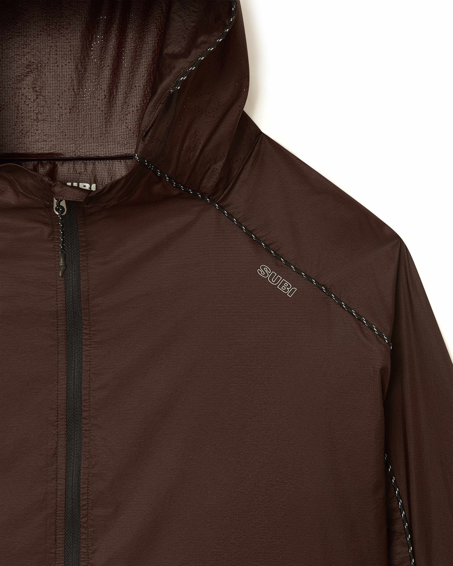 Brown Running Jacket, Breathable, Front Zip Pocket