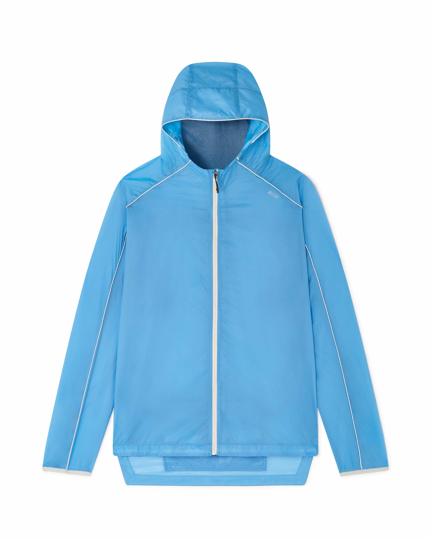Ultralight running jacket, Blue colour, front view, breathable, water-repellent