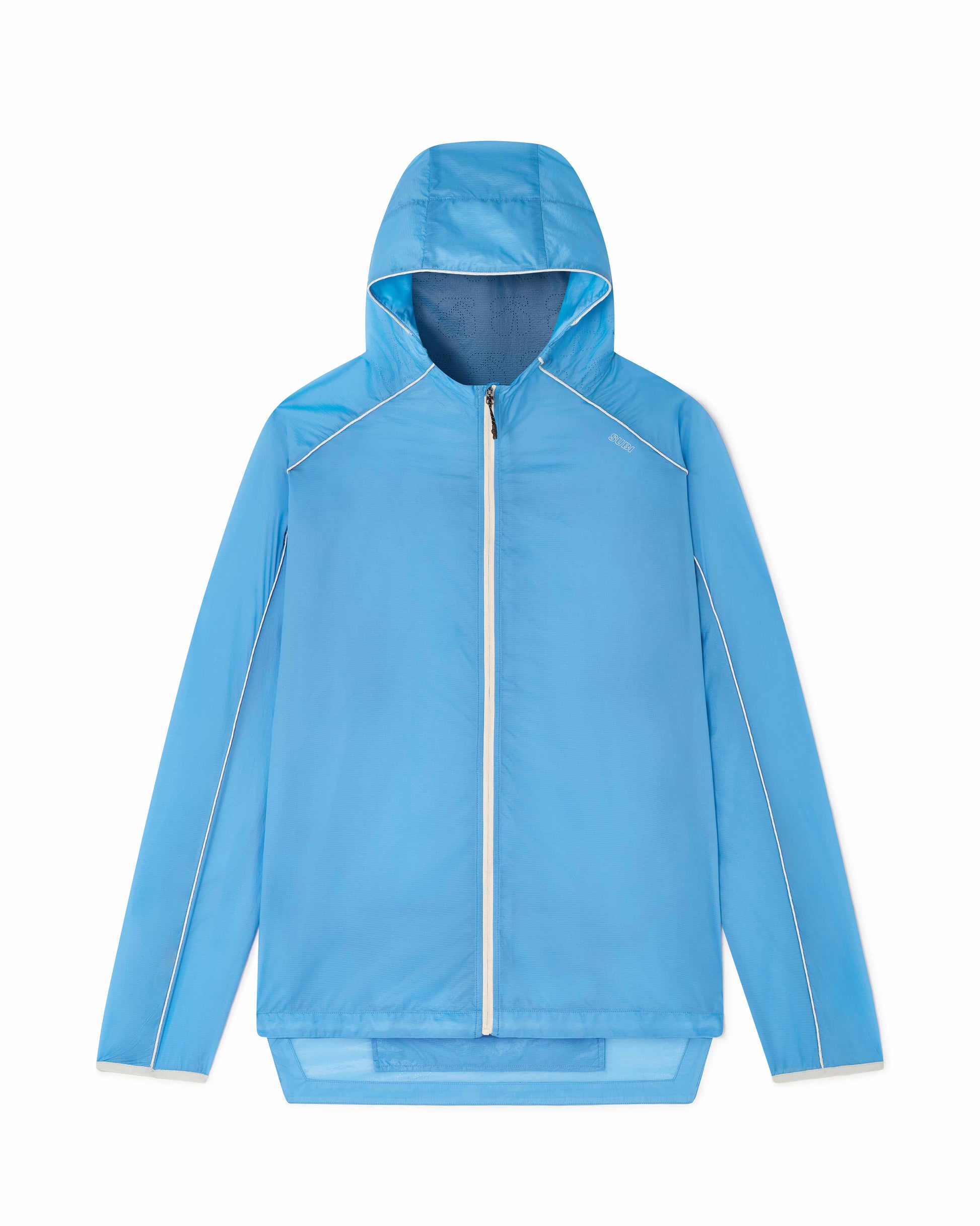 Ultralight running jacket, Blue colour, front view, breathable, water-repellent