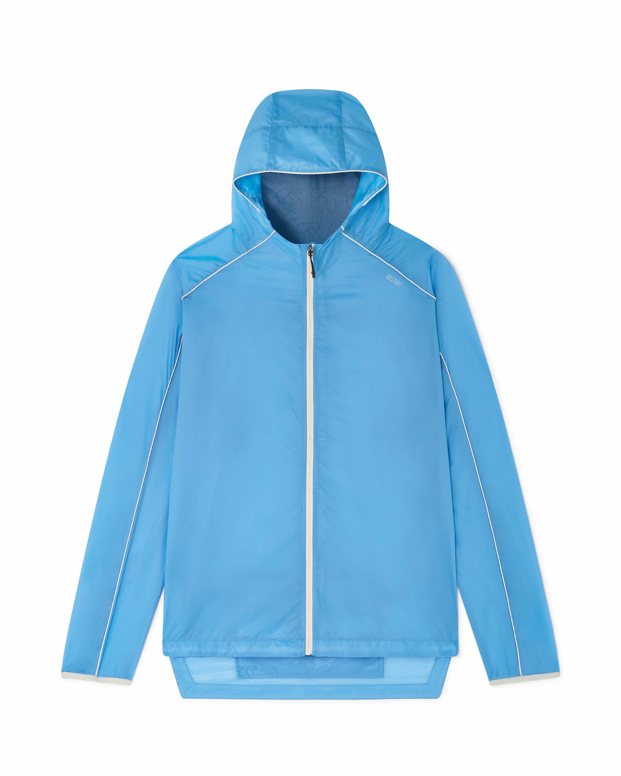 Ultralight running jacket, Blue colour, front view, breathable, water-repellent