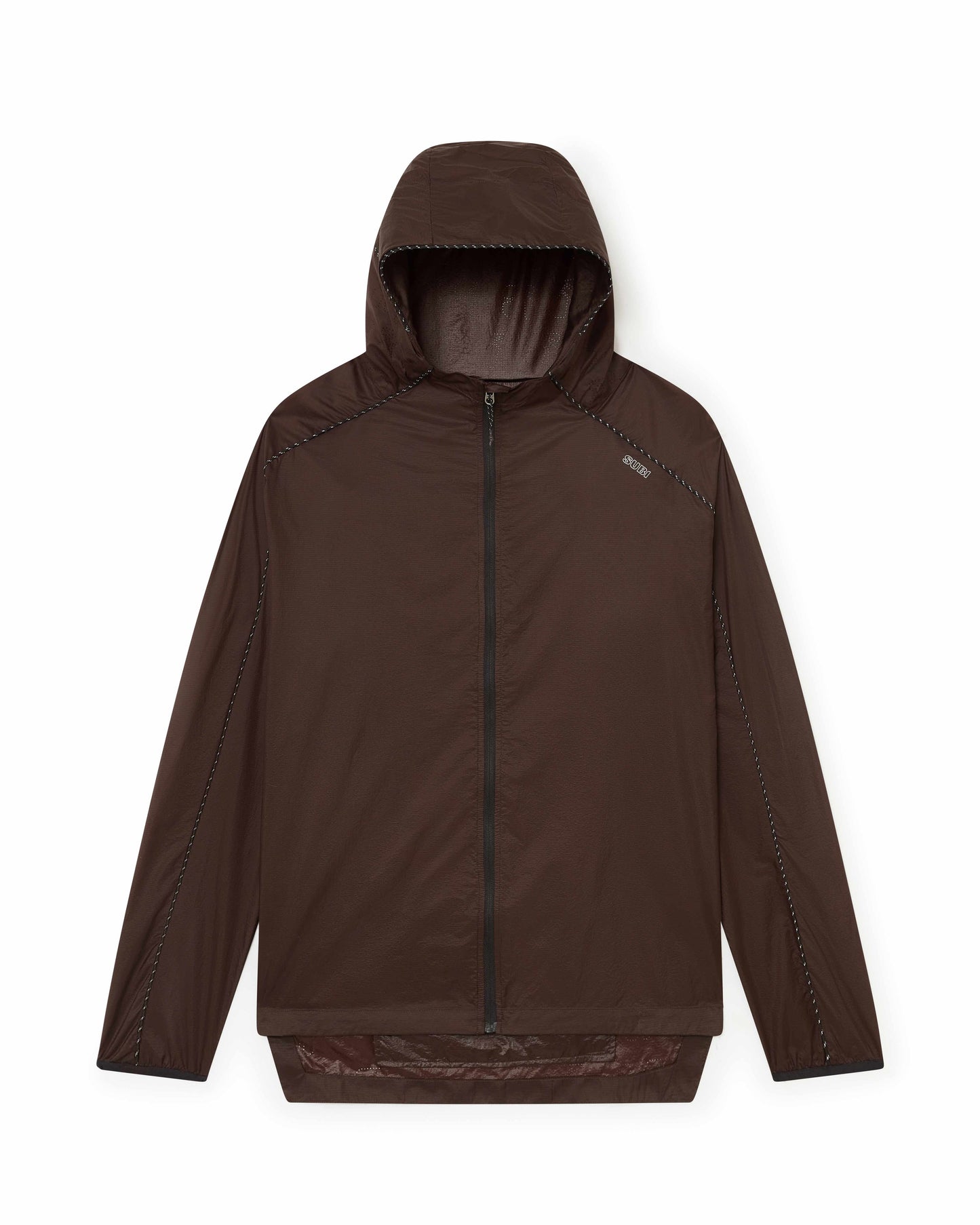 Ultralight running jacket, Brown colour, front view, breathable, water-repellent