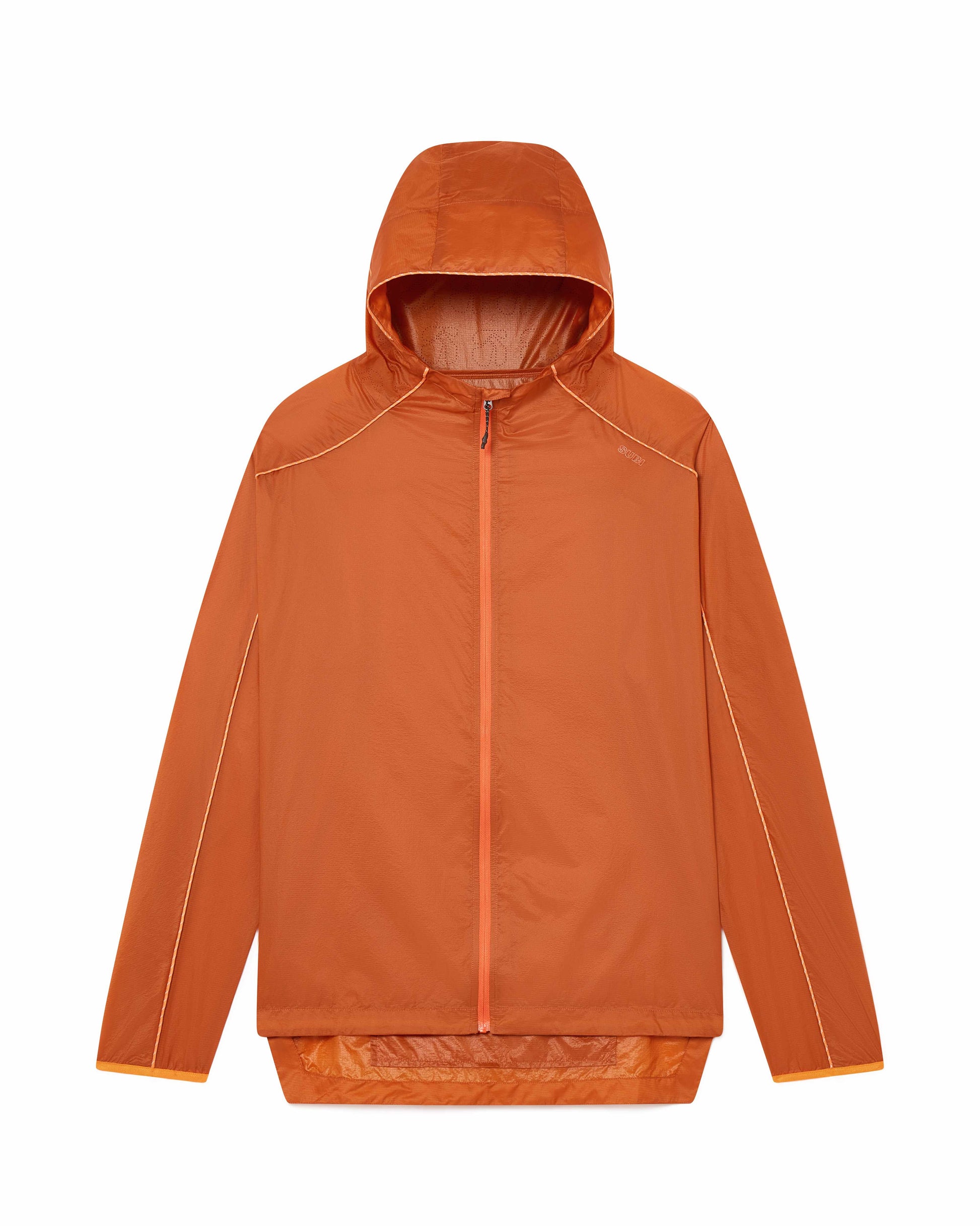 Ultralight running jacket, Rust colour, front view, cropped fit, water-repellent