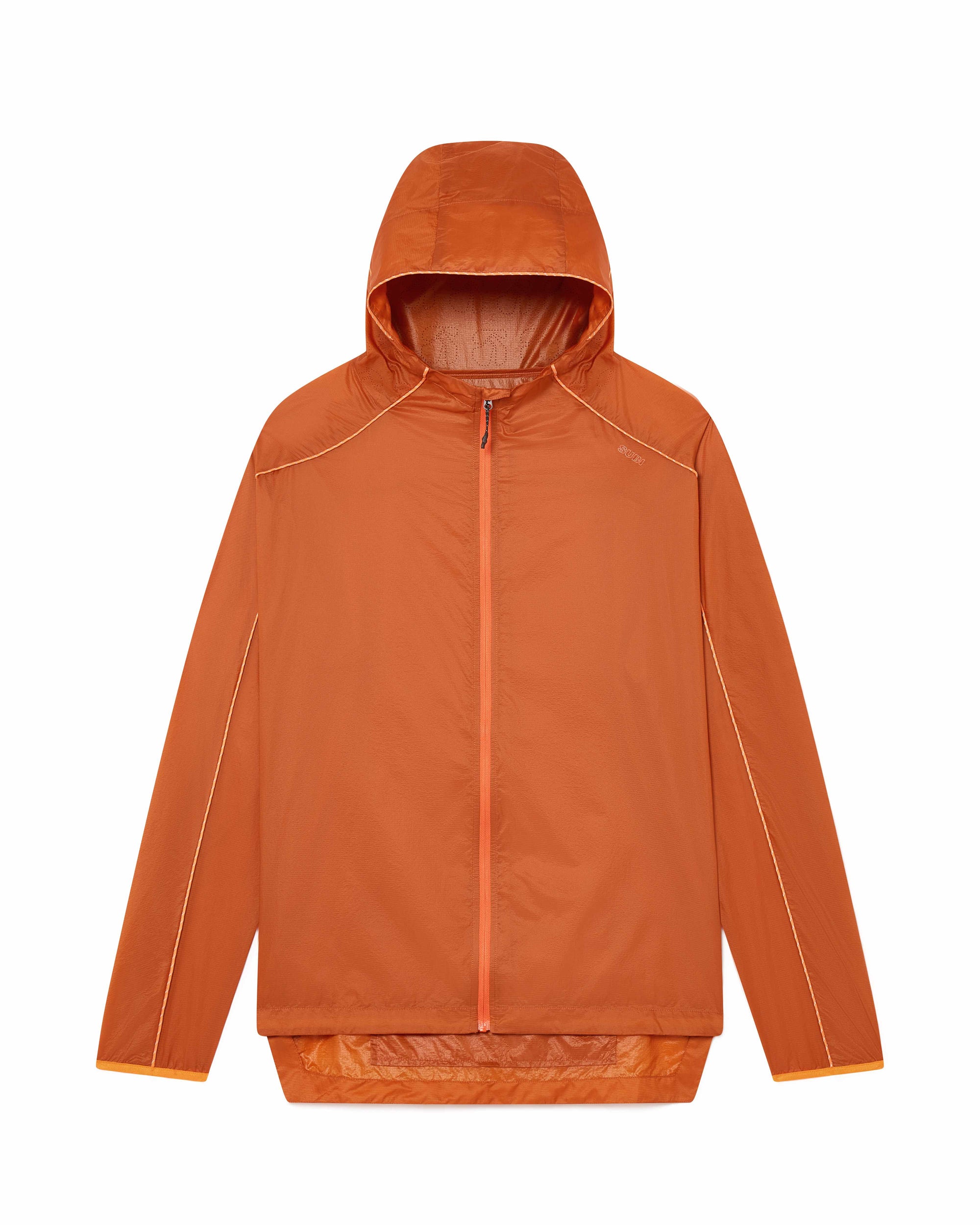 Ultralight running jacket, Rust colour, front view, cropped fit, water-repellent